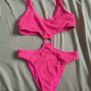 PacSun LA Hearts Bright Pink One Piece Swimsuit
